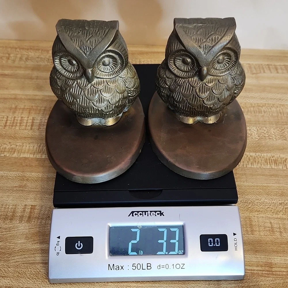 Pair (2) Brass Owls Figure